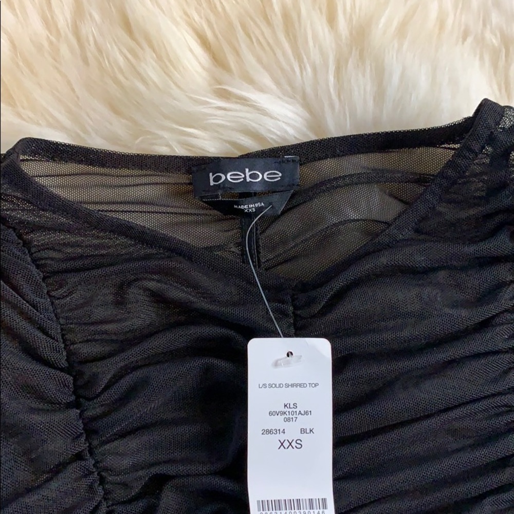 Bebe black solid shirred top - Picture 4 of 4